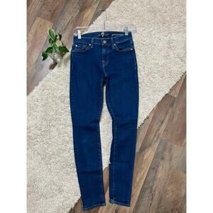 7 For All Mankind Size 24 Blue Gwenevere Low Rise Skinny Jeans